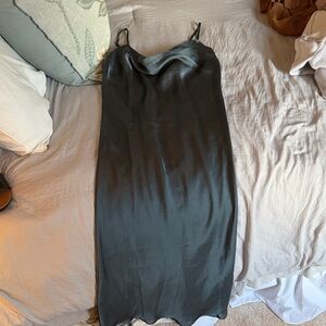 Satin Cowl Slip Dress - Black